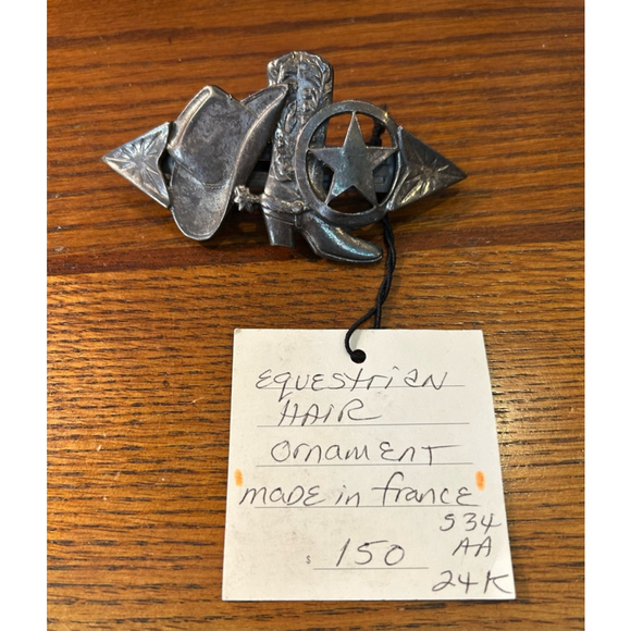 Women's Made in France pewter Equestrian/wester Hair Ornament - One Size - Picture 4 of 7